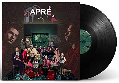 Apre 2.45 vinyl record cover with collage and black disc image.