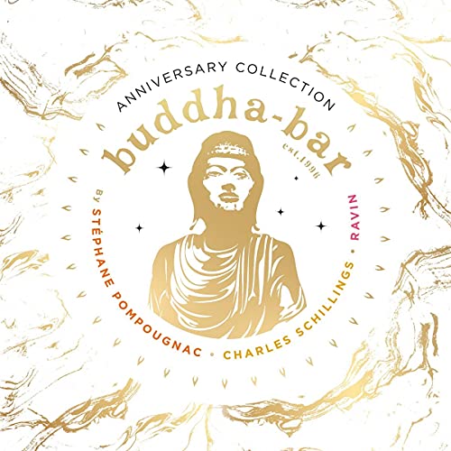 Gold-toned Buddha portrait within a circular "Buddha Bar 25 Years" design.