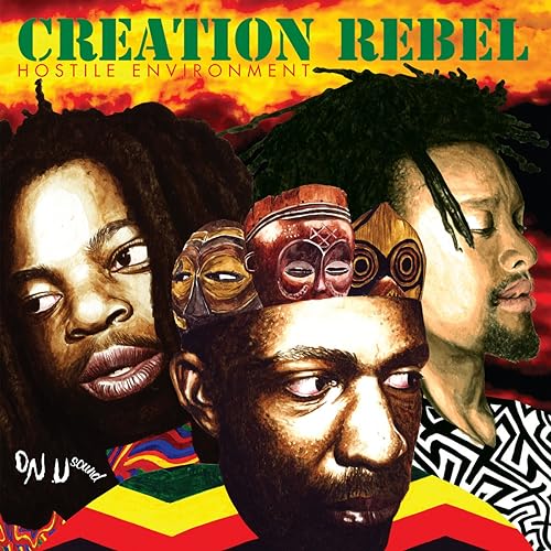 Album cover for Creation Rebel’s “Hostile Environment” featuring portraits and masks.