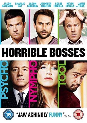 Horrible Bosses" DVD cover featuring Jason Bateman, Charlie Day, and Jason Sudeikis.