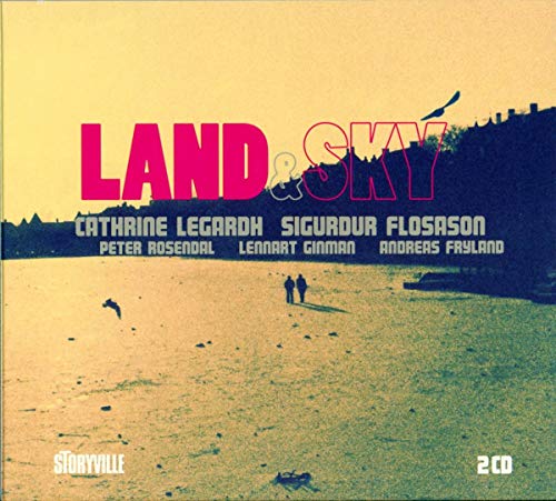 CD cover with red "LAND & SKY" text, silhouettes of people on a beach.