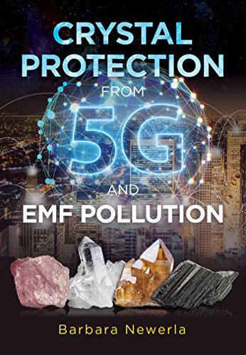 Book cover with crystals, city skyline, and glowing “5G” graphic.