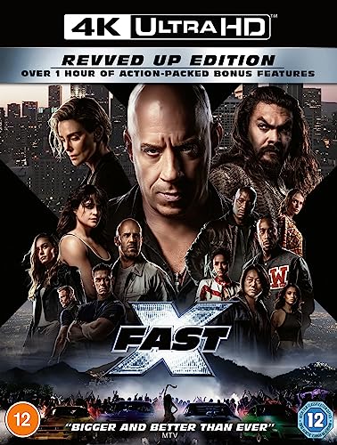 Fast X" Blu-ray cover featuring Vin Diesel and ensemble cast in action scene.