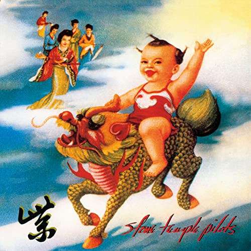 Album cover for Stone Temple Pilots’ *Purple* featuring a baby on a dragon.