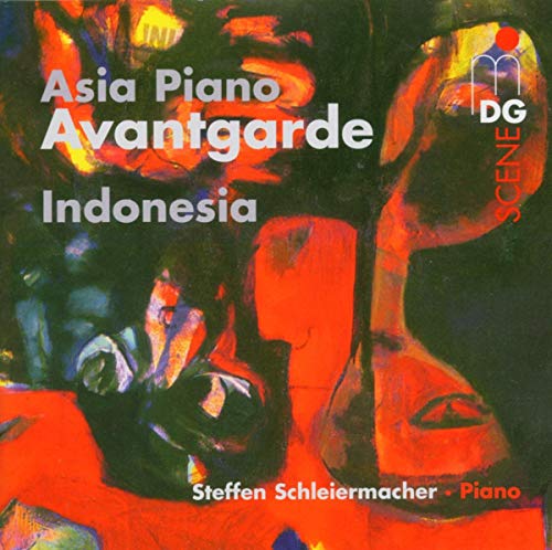 CD cover with abstract red and black floral design, "Asia Piano Avantgarde".
