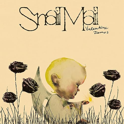 Snail Mail" album cover with a baby angel among dark flowers.