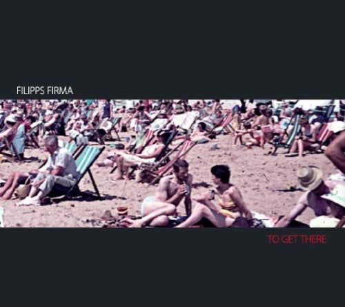 Crowded beach scene with people relaxing in deck chairs, CD cover.