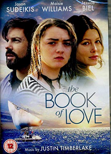 DVD cover for "The Book of Love" featuring Maisie Williams, Jessica Biel, and Jason Sudeikis.