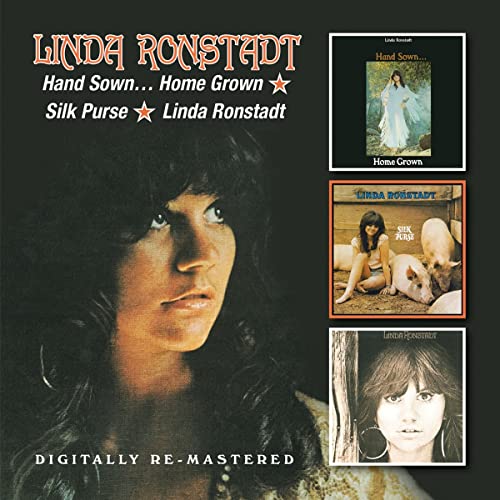 Linda Ronstadt CD collection cover featuring three album thumbnails and a portrait of her.