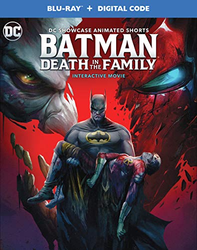 Batman Blu-ray cover featuring Batman, the Joker, and a fallen figure.