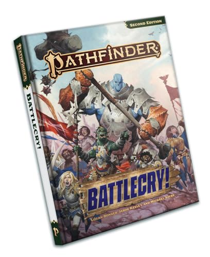Pathfinder RPG Battlecry! (P2) book cover with fantasy art of warriors.