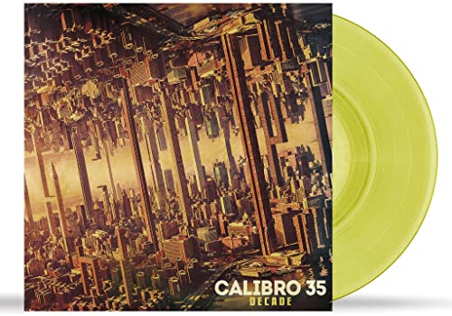 Yellow vinyl record with album art depicting a distorted cityscape.