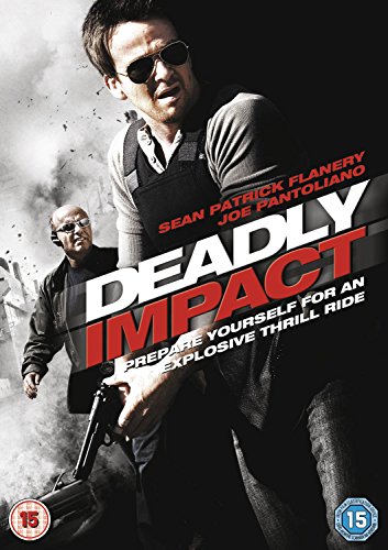 DVD cover for "Deadly Impact" featuring two men with guns.