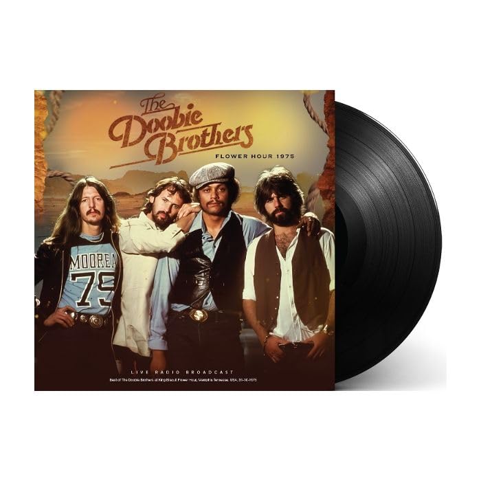 Doobie Brothers "Flower Hour 1975" vinyl record with band photo.