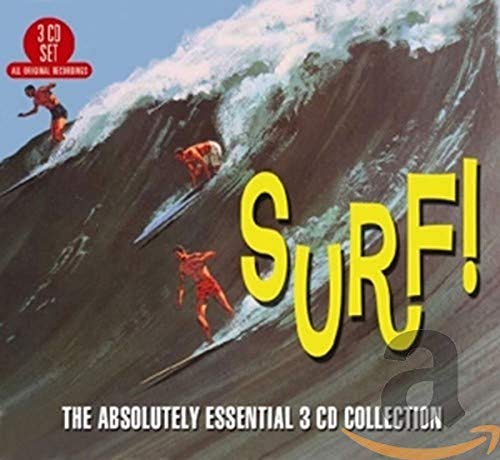 CD cover: three surfers riding waves, with yellow "SURF!" text.