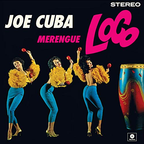 Joe Cuba’s “Merengue Loco” vinyl album cover with dancers and instruments.
