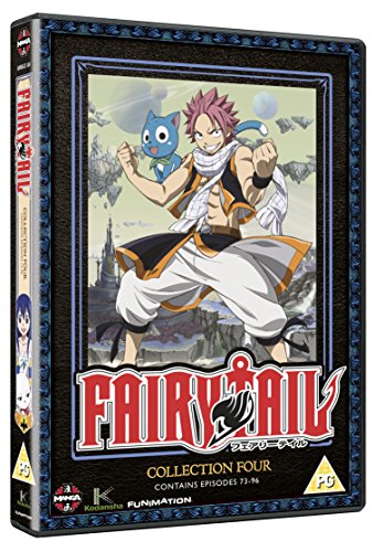 DVD cover for "Fairy Tail Collection Four" featuring Natsu and Happy.