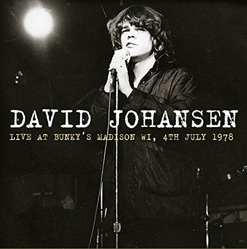 Black and white album cover featuring David Johansen singing into a microphone.