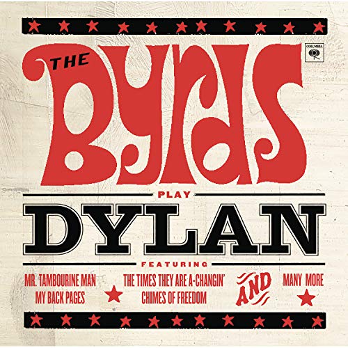 Album cover for The Byrds Play Dylan with red and black bold typography.