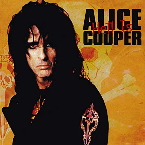 Alice Cooper album cover: portrait with orange and black background.