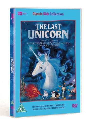DVD cover for "The Last Unicorn" featuring a white unicorn illustration.