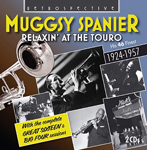CD cover for Muggsy Spanier’s “Relaxin’ At The Touro” featuring jazz musicians.