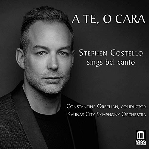 Black and white CD cover featuring portrait of tenor Stephen Costello.