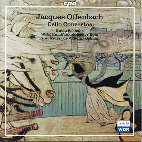 CD cover for Offenbach cello concertos featuring a horse and figure.