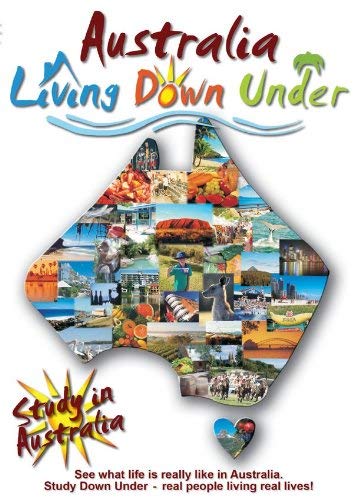 DVD cover: Australia map collage with scenes of landscapes and wildlife.