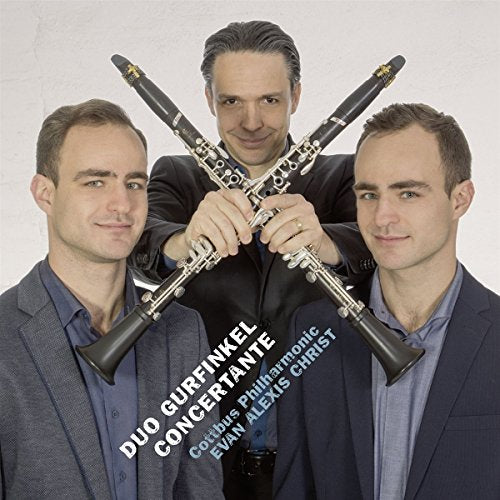 Three musicians with clarinets, album cover for Duo Gurfinkel Concertante.