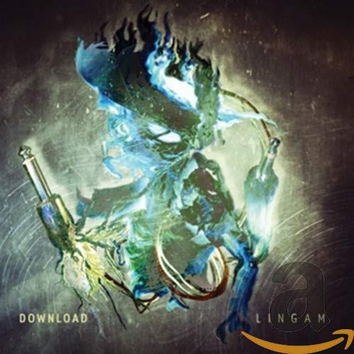 Abstract blue and black figure with a guitar, labeled “Lingham” download.