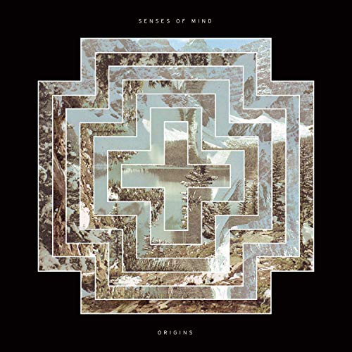 Album cover for “Origins” featuring a layered, maze-like mountain landscape.