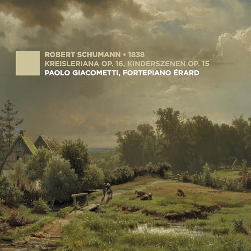 CD cover: landscape painting with text for Paolo Giacometti’s Schumann recording.