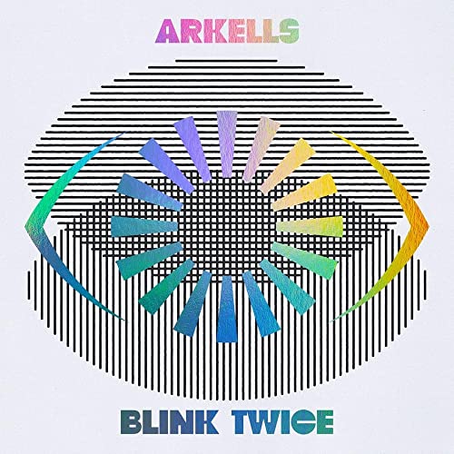 Arkellsā āBlink Twiceā vinyl cover: abstract eye with rainbow-colored rays.