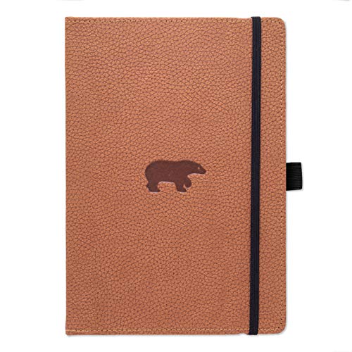 Dingbats* Wildlife Extra Large A4+ Hardcover Notebook - PU Leather, Micro-Perforated 100gsm Cream Pages, Inner Pocket, Elastic Closure, Pen Holder, Bookmark (Graph, Brown Bear)