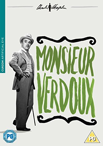 DVD cover for "Monsieur Verdoux" featuring Charlie Chaplin in a suit.