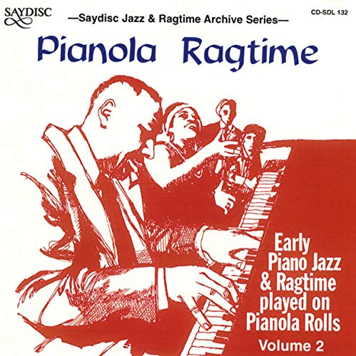 Red album cover depicting musicians playing piano and other instruments.