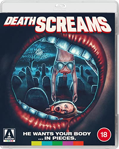 Blu-ray cover art showing a giant mouth framing a graveyard scene with a severed head.