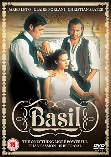 DVD cover for "Basil" featuring three actors in period clothing.