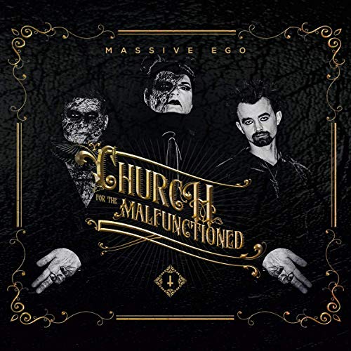 CD cover featuring three darkly made-up figures and ornate gold framing.