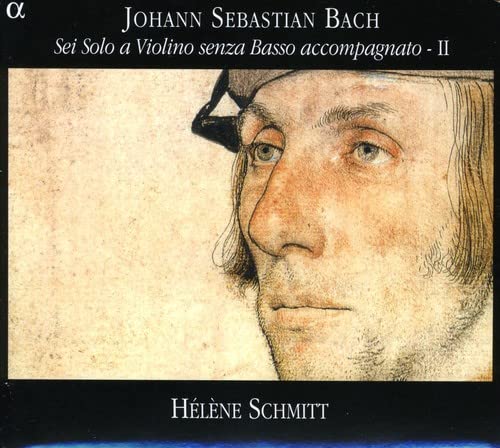 CD cover featuring a portrait of Johann Sebastian Bach by Helene Schmitt.