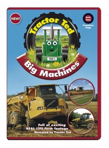 DVD cover for "Tractor Ted Big Machines" featuring a cartoon tractor and construction vehicles.
