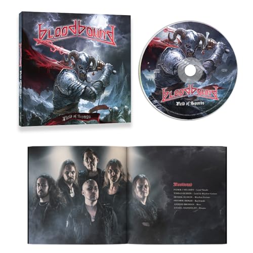 Bloodbound - Field Of Swords" CD case, disc, and band photo insert.