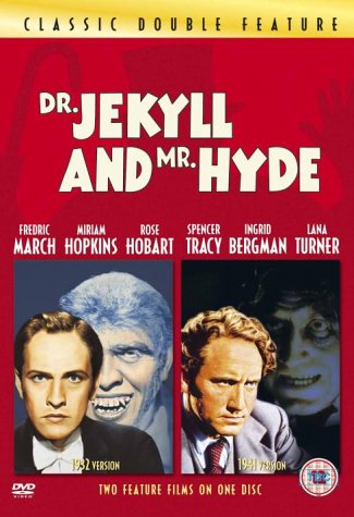 Dr. Jekyll and Mr. Hyde" DVD cover featuring actors Frederic March and Spencer Tracy.