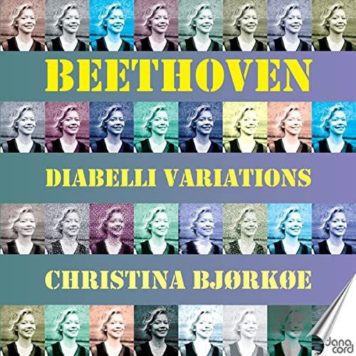 CD cover featuring repeating portraits of Christina Bjorkoe and Beethoven’s name.
