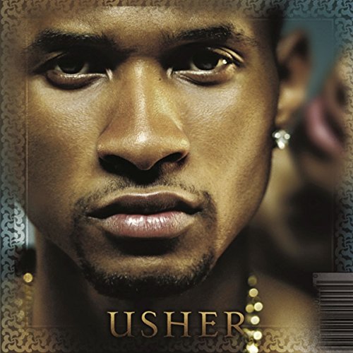 Close-up portrait of Usher on the Confessions album cover with a decorative border.