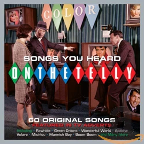 1960s album cover featuring people watching television, colorful banner above.