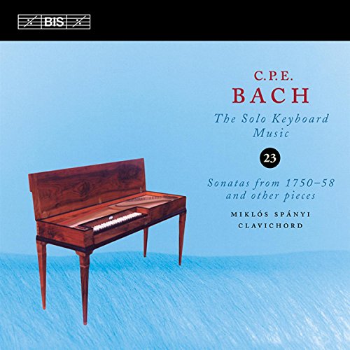 CD cover featuring a wooden clavichord and text: C.P.E. Bach, Volume 23.