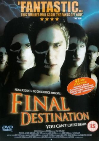 DVD cover for horror film "Final Destination" featuring young people.