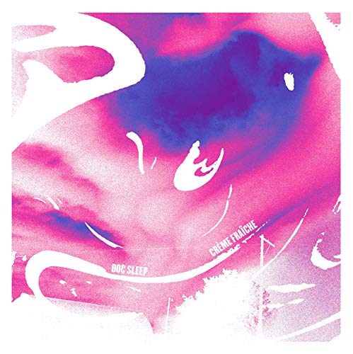Vinyl record cover with abstract pink, purple, and white swirling shapes.